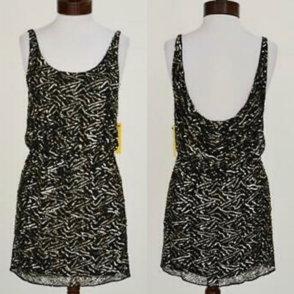 NWT Alice + Olivia Sparkling Sequins Embroidered Tank Dress Black 8/M - Picture 8 of 11